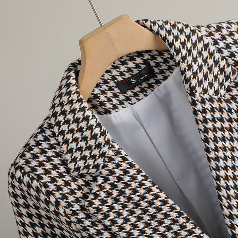 Getailleerde Blazer Dames | Zwart Wit Bruin Patroon