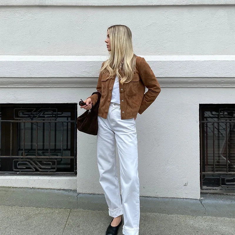 Korte Bruine Tussenjas Dames | Vintage Look Lentejas
