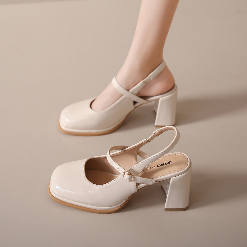 Mary Jane Sandaal Hakken Beige
