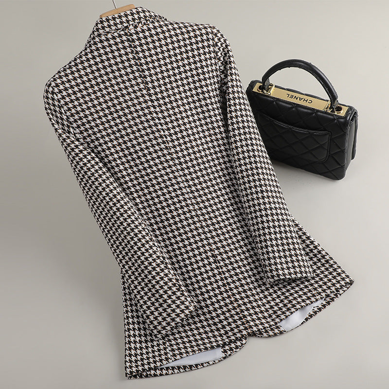 Getailleerde Blazer Dames | Zwart Wit Bruin Patroon