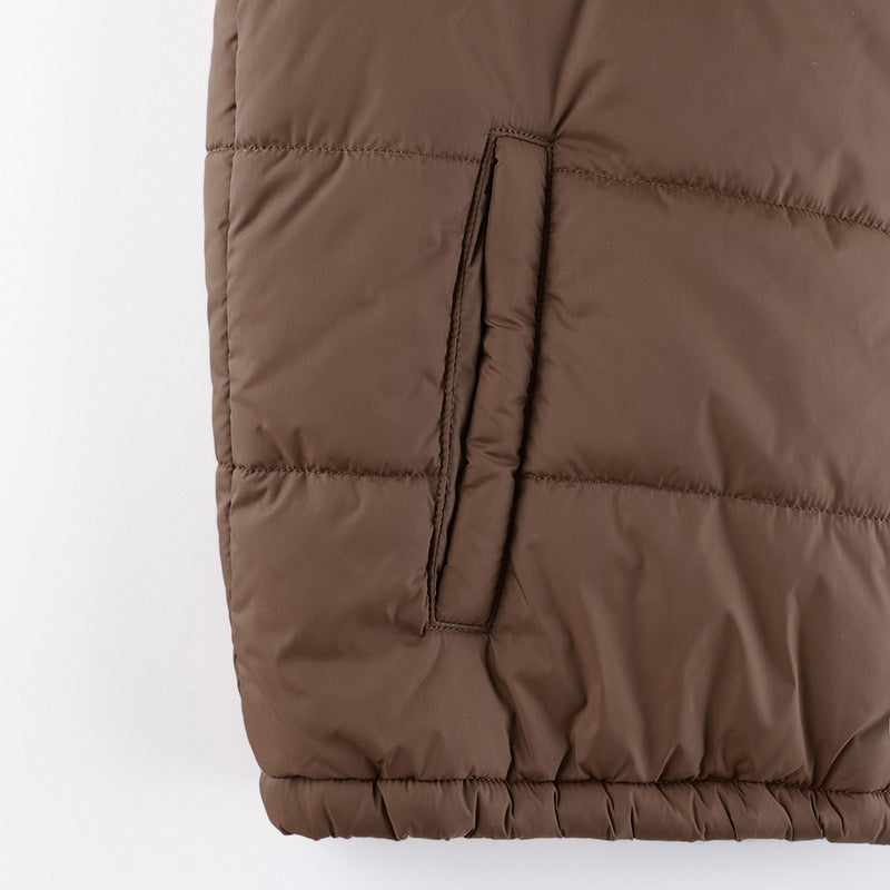 Bruine Korte Puffer Jas Dames met Kraag