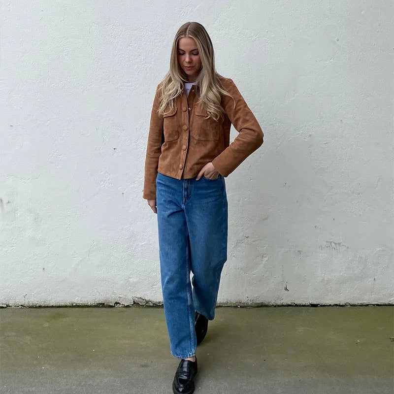 Korte Bruine Tussenjas Dames | Vintage Look Lentejas