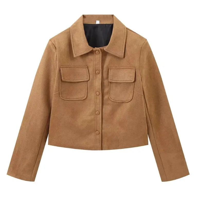 Korte Bruine Tussenjas Dames | Vintage Look Lentejas
