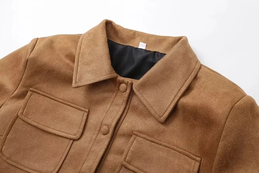 Korte Bruine Tussenjas Dames | Vintage Look Lentejas