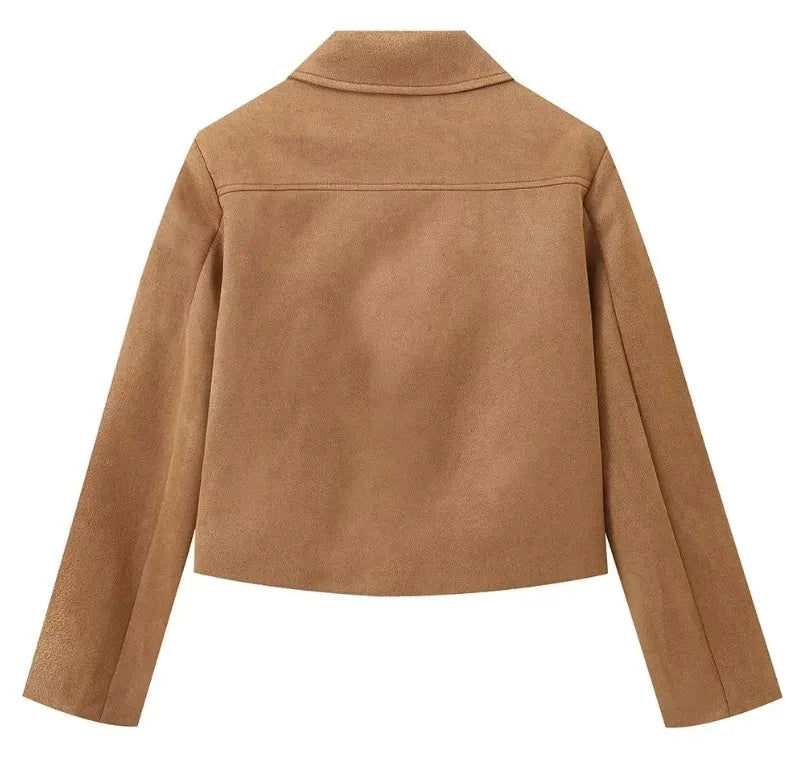 Korte Bruine Tussenjas Dames | Vintage Look Lentejas