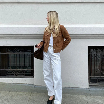 Korte Bruine Tussenjas Dames | Vintage Look Lentejas