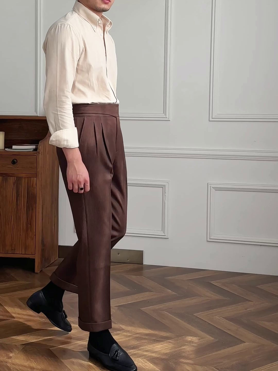 Britse Gentleman Pantalon met Knoopsluiting Heren | Tijdloze Klasse