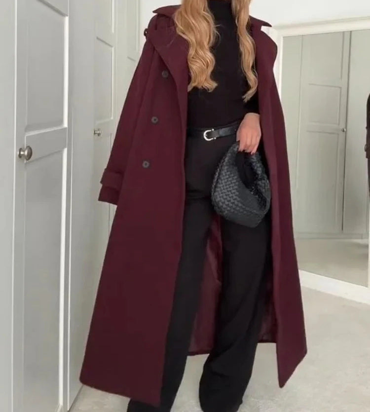 Double Breasted Dames Trenchcoat Bordeauxrood
