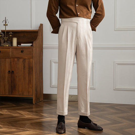 Britse Gentleman Pantalon met Knoopsluiting Heren | Tijdloze Klasse Wit
