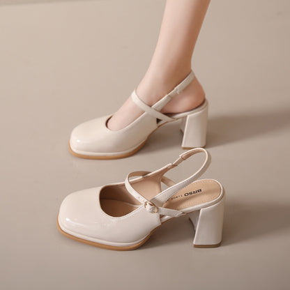 Mary Jane Sandaal Hakken Beige