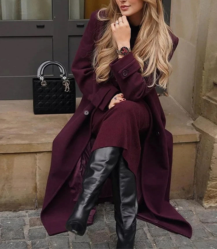 Double Breasted Dames Trenchcoat Bordeauxrood