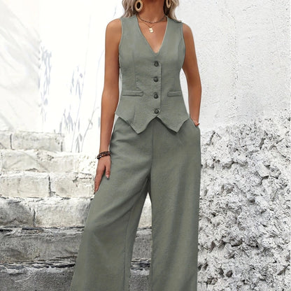 Casual Tweedelige Pak Set Dames | Co-ord Gilet en Pantalon