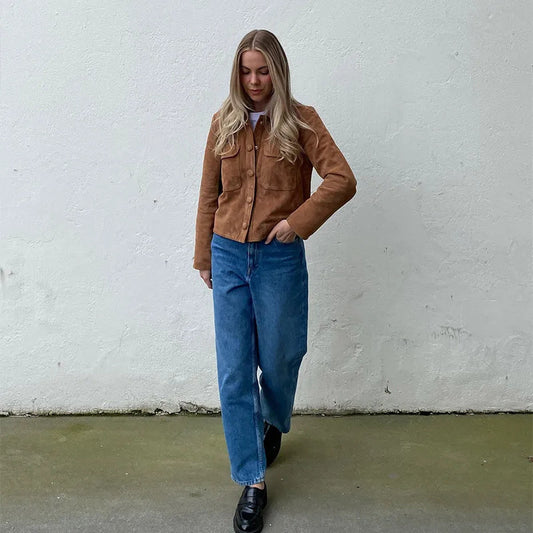 Korte Bruine Tussenjas Dames | Vintage Look Lentejas