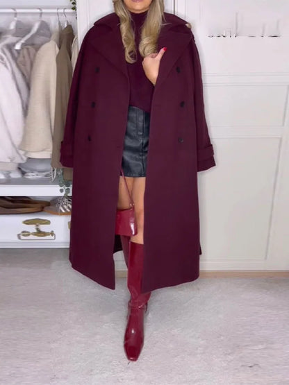 Double Breasted Dames Trenchcoat Bordeauxrood