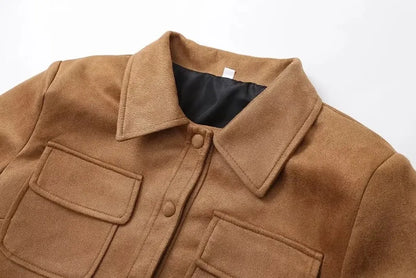Korte Bruine Tussenjas Dames | Vintage Look Lentejas