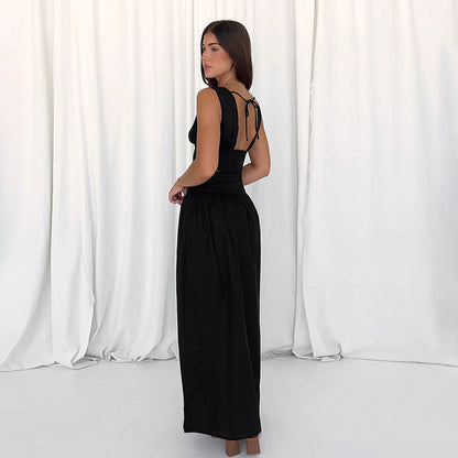 Elegante Co-ord Set met Lange Rok en V-hals Hemd