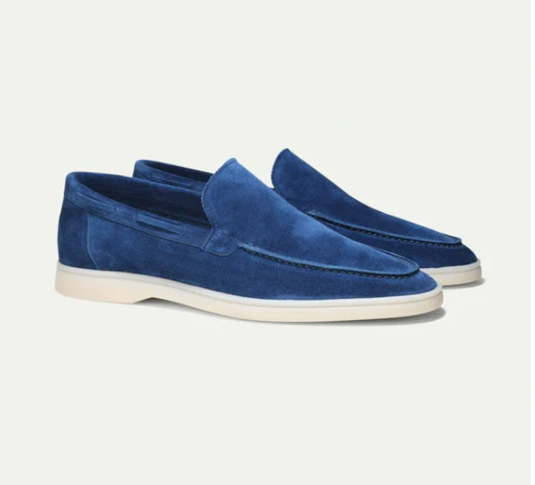 Heren Mocassins met lage Hak Donkerblauw