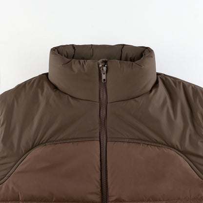 Bruine Korte Puffer Jas Dames met Kraag
