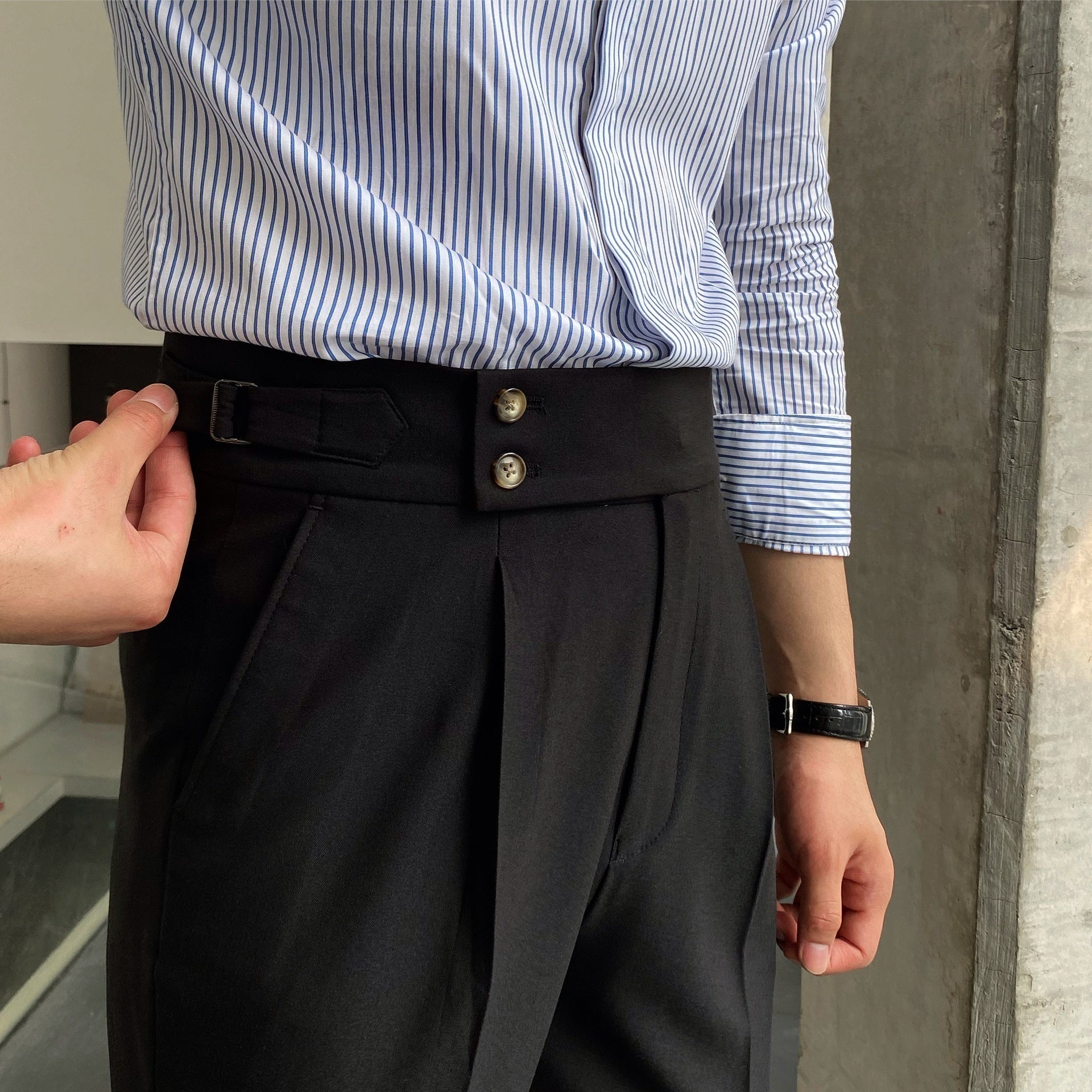Pantalon met Knoopsluiting Heren Zwart