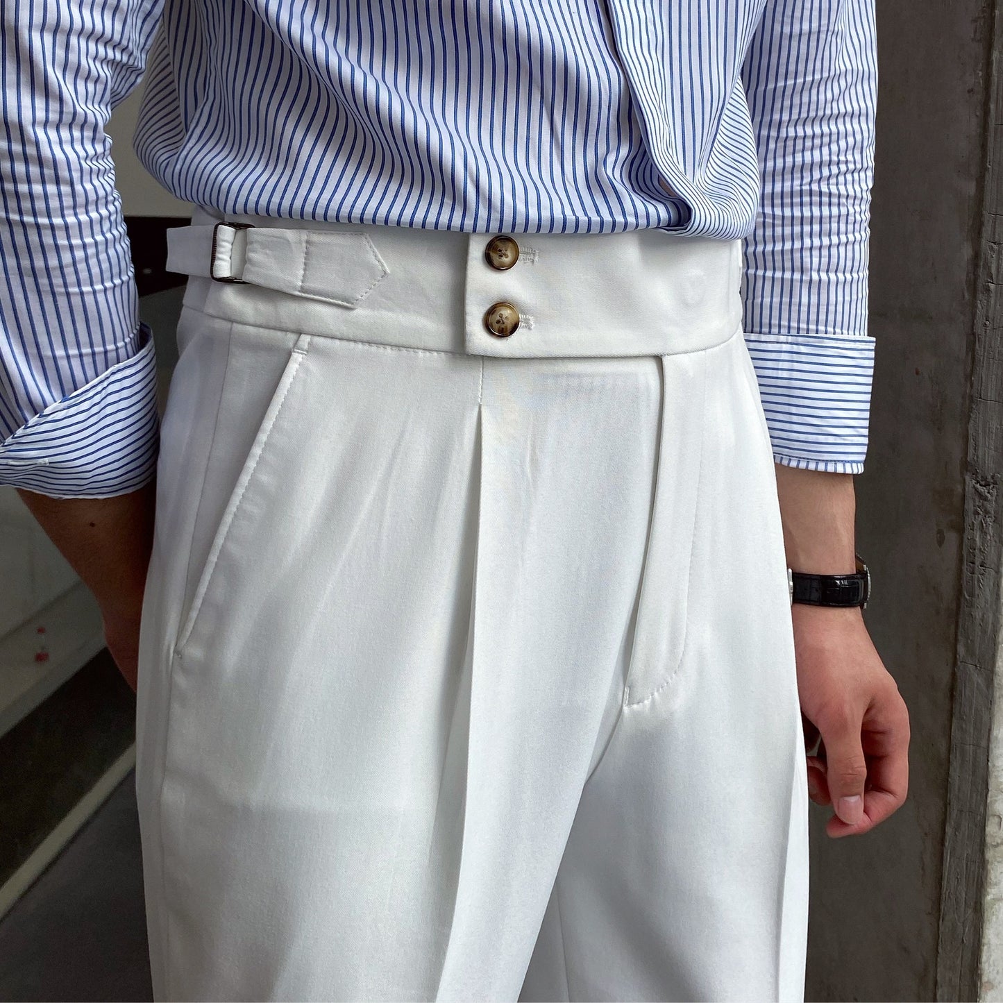 Pantalon met Knoopsluiting Heren Wit