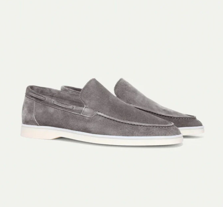 Heren Mocassins met lage Hak Lichtgrijs