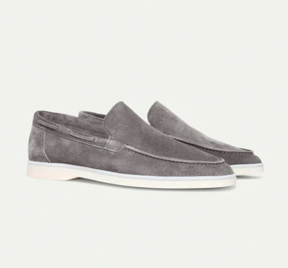 Heren Mocassins met lage Hak Lichtgrijs