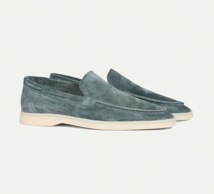 Heren Mocassins met lage Hak Licht turquoise