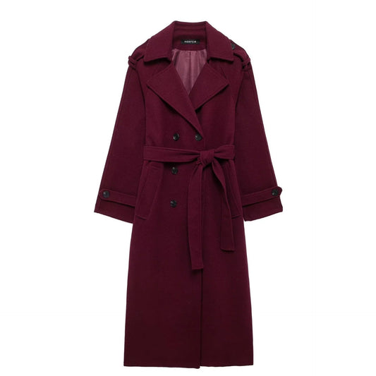 Double Breasted Dames Trenchcoat Bordeauxrood