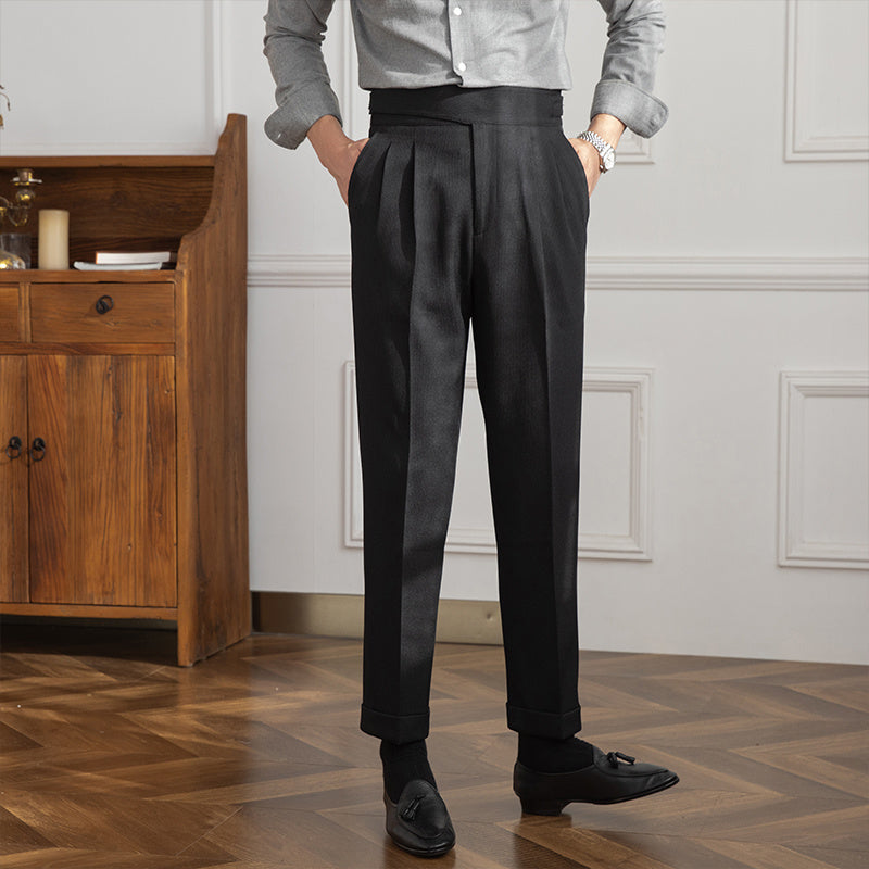 Britse Gentleman Pantalon met Knoopsluiting Heren | Tijdloze Klasse Zwart