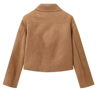 Korte Bruine Tussenjas Dames | Vintage Look Lentejas