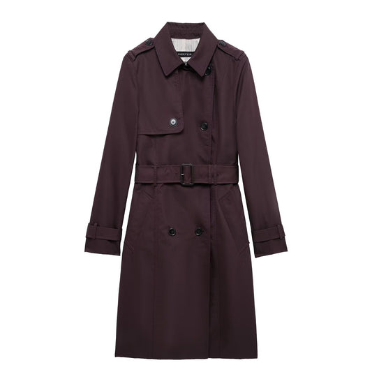 Dunne Double Breasted Dames Trenchcoat Bordeauxrood