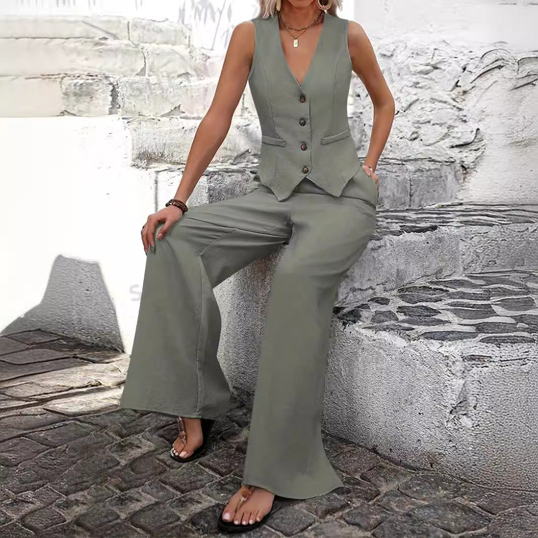 Casual Tweedelige Pak Set Dames | Co-ord Gilet en Pantalon